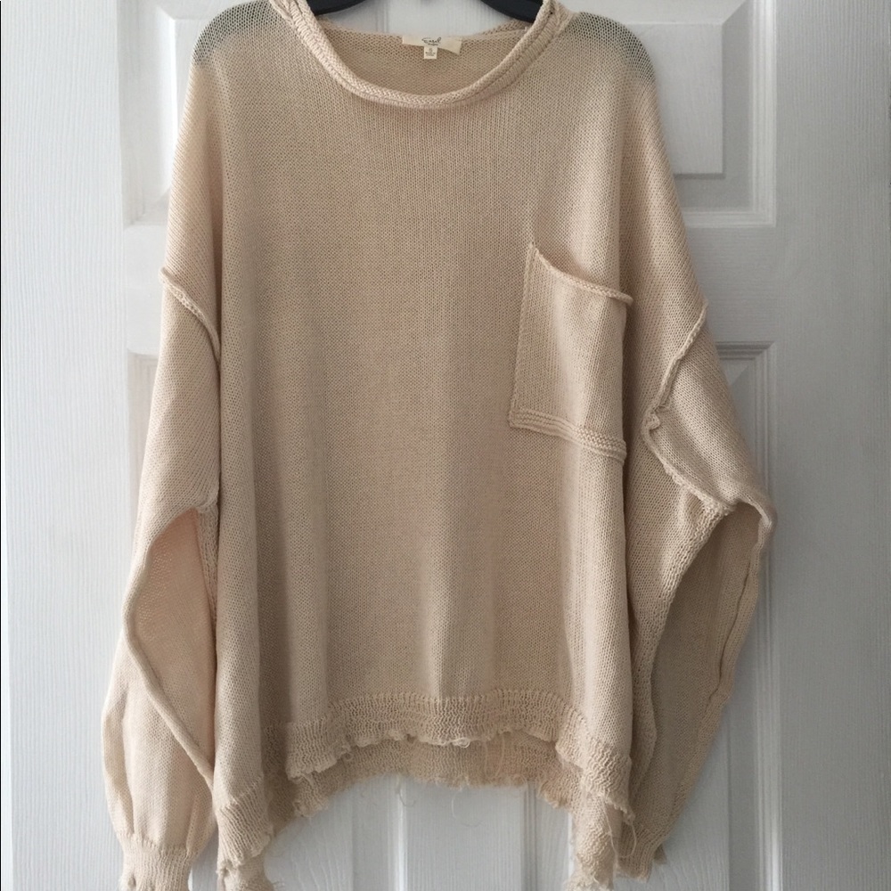 Easel distressed cream sweater